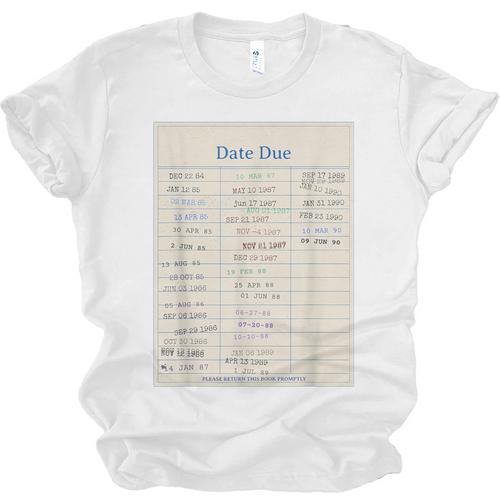 Vintage Library Due Date Card For Book Lovers Librarians Unisex Jersey T-Shirt - Bookorys