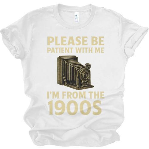 Vintage Please Be Patient With Me I'm From The 1900s Camera Premium Unisex Jersey T-Shirt - Figerry