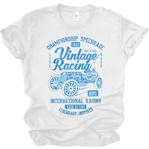 Vintage Racing Automotive Nostalgia Distressed Car Premium Tri-Blend Unisex Jersey T-Shirt - Figerry