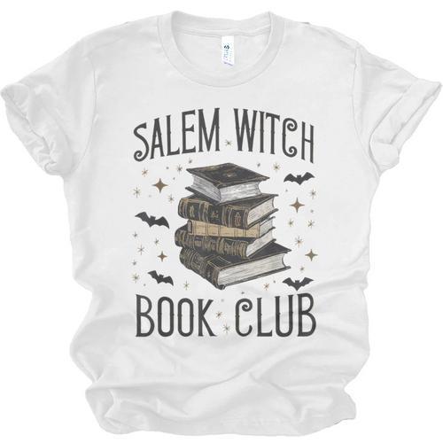 Vintage Salem Book Club Cat Bookish Spooky Halloween Unisex Jersey T-Shirt - Bookorys AU