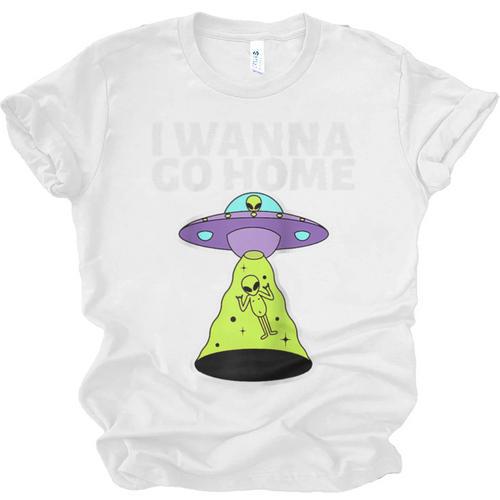 I Wanna Go Home Introvert UFO UAP Flying Saucer Trippy Alien Raglan Baseball Tee Unisex Jersey T-Shirt - Raresse