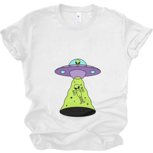 I Wanna Go Home Introvert UFO UAP Flying Saucer Trippy Alien Unisex Jersey T-Shirt - Raresse