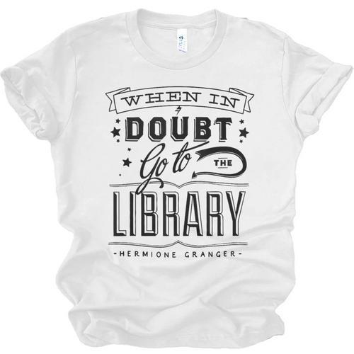 When In Doubt Go To The Library Teacher Vintage Book Lovers Unisex Jersey T-Shirt - Bookorys DE