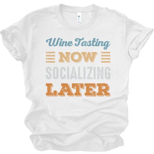 Wine Tasting Now Minimal Socializing Introvert Vintage Unisex Jersey T-Shirt - Raresse
