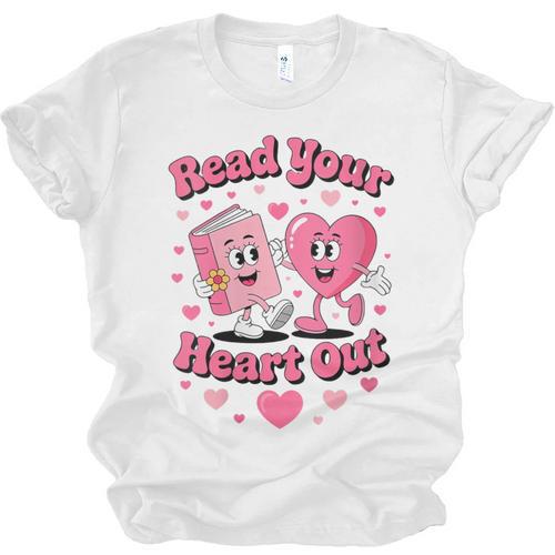 Women's Book Lover Read Your Heart Out Teacher Kids Valentines Unisex Jersey T-Shirt - Bookorys