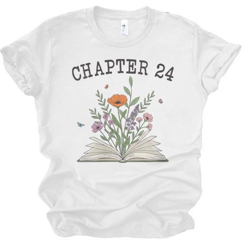 Women's Chapter 24 Book Lovers & Readers 24th Birthday Wildflowers Unisex Jersey T-Shirt - Bookorys