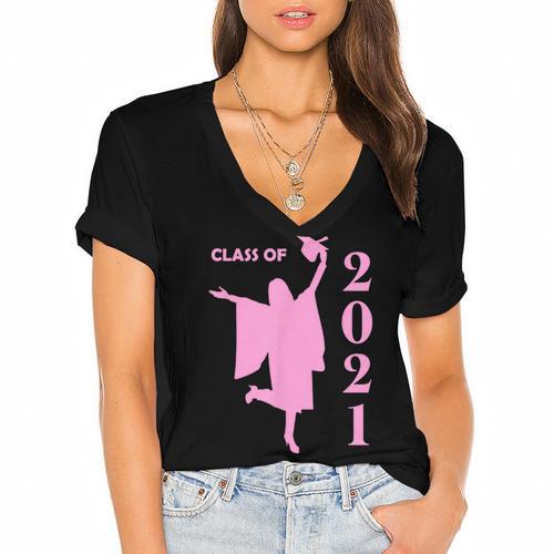 12th Grade Girls Graduation High School Graduation Women's Jersey Short Sleeve Deep V-Neck Tshirt				 - Best Gift Smart