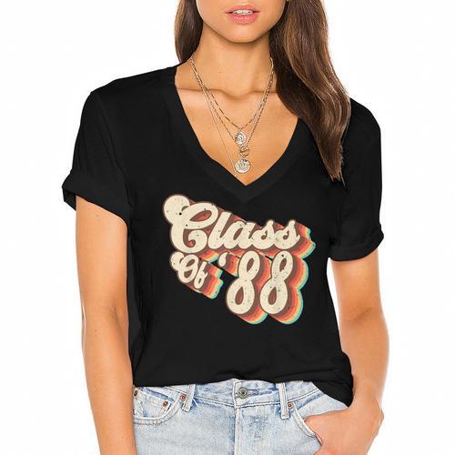 1988 Class Reunion Retro Class Of 88 High School Graduation Women's Jersey Short Sleeve Deep V-Neck Tshirt				 - Best Gift Smart