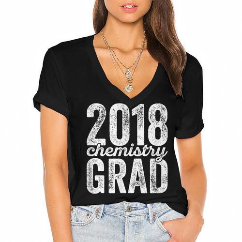 2018 Chemistry Graduation Chemist Graduate Degree Women's Jersey Short Sleeve Deep V-Neck Tshirt				 - Best Gift Smart