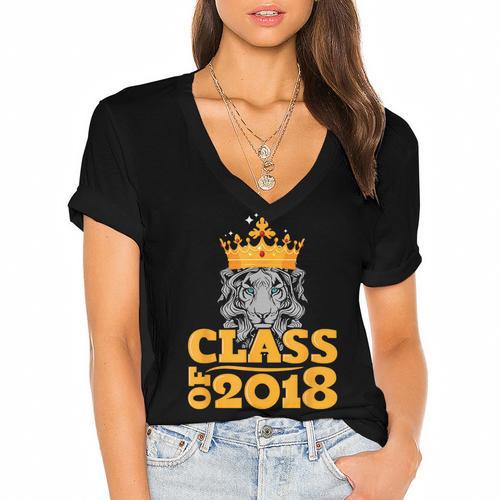 2018 Graduation Class Of 2018 King T Shirt Women's Jersey Short Sleeve Deep V-Neck Tshirt - Best Gift Smart