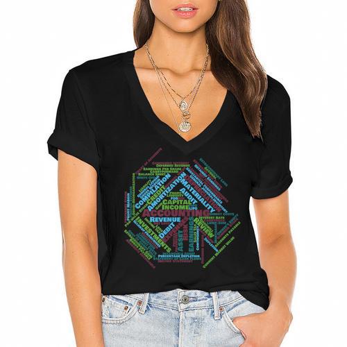 Accounting Major Shirt Graduation College CPA Word Cloud Women's Jersey Short Sleeve Deep V-Neck Tshirt				 - Best Gift Smart