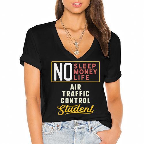 Air Traffic Control Major Student Shirt Graduation Women's Jersey Short Sleeve Deep V-Neck Tshirt				 - Best Gift Smart