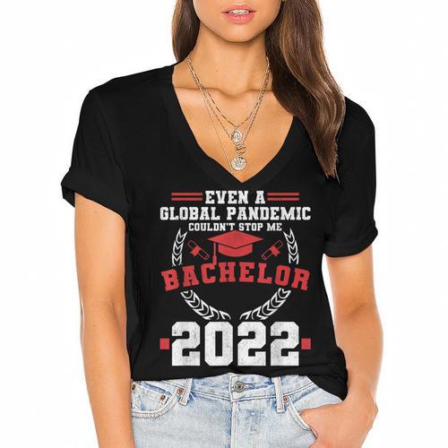 Bachelors Graduation 2022 Degree Bachelor Graduate Women's Jersey Short Sleeve Deep V-Neck Tshirt				 - Best Gift Smart