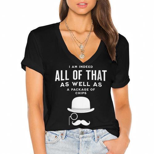 All Of That Bag Chips 1990s Nostalgia Saying British Women's Jersey Short Sleeve Deep V-Neck Tshirt - Figerry