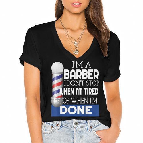 Barber Stylist Barber College Graduation Women's Jersey Short Sleeve Deep V-Neck Tshirt				 - Best Gift Smart