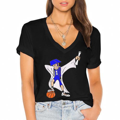 Basketball Dabbing Shirt Senior Graduation Him Her Women's Jersey Short Sleeve Deep V-Neck Tshirt				 - Best Gift Smart