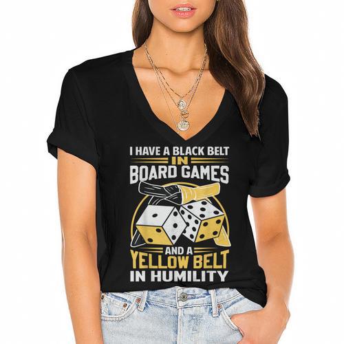 Board Game Saying Shy Introvert Geeks Women's Jersey Short Sleeve Deep V-Neck Tshirt - Raresse