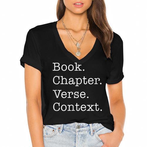 Book Chapter Verse Context Theology Christian Reformed Women's Jersey Short Sleeve Deep V-Neck Tshirt				 - Bookorys