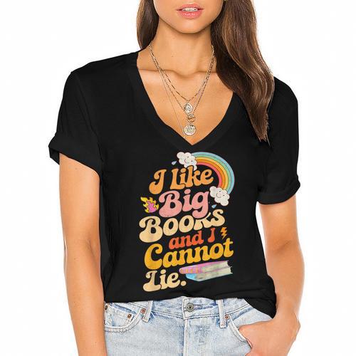 Books Reading Lover Bookworm Nerd Librarian Book Reader Women's Jersey Short Sleeve Deep V-Neck Tshirt				 - Bookorys