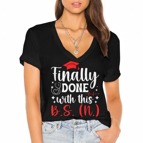 BSN Bachelor Of Science In Nursing Graduation Women's Jersey Short Sleeve Deep V-Neck Tshirt				 - Best Gift Smart