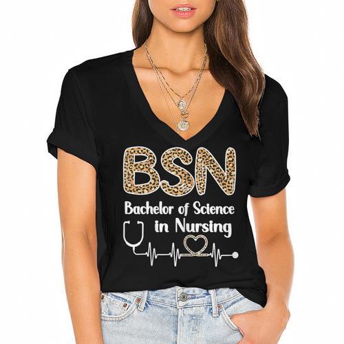 BSN Bachelor Of Science In Nursing Student Graduation Women's Jersey Short Sleeve Deep V-Neck Tshirt				 - Best Gift Smart