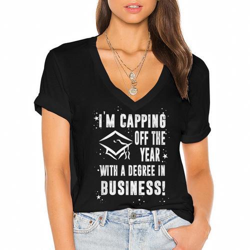Business Graduate Shirt Graduation Tshirt Women's Jersey Short Sleeve Deep V-Neck Tshirt				 - Best Gift Smart