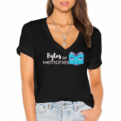 Bytes Of Memories Digital Nostalgia Concept Line Women's Jersey Short Sleeve Deep V-Neck Tshirt - Figerry