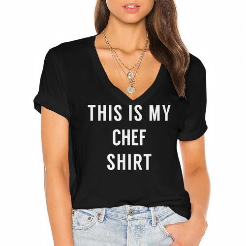 This Is My Chef Shirt Culinary School Graduation Women's Jersey Short Sleeve Deep V-Neck Tshirt				 - Best Gift Smart