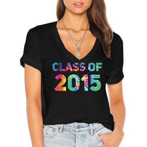 Class Of 2015 School Reunion College Highschool Graduation Women's Jersey Short Sleeve Deep V-Neck Tshirt				 - Best Gift Smart