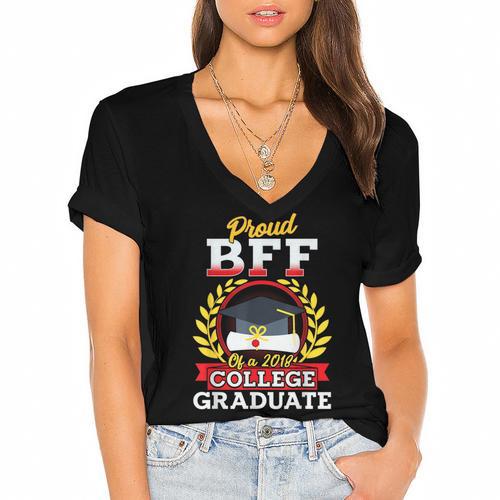 Class Of 2018 Graduation Tshirt For BFF Of Graduate Women's Jersey Short Sleeve Deep V-Neck Tshirt				 - Best Gift Smart
