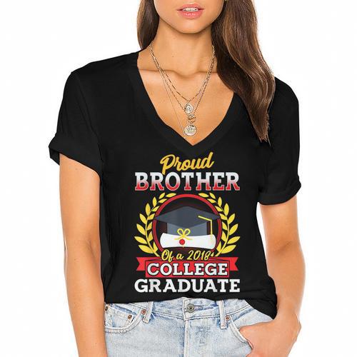 Class Of 2018 Graduation Tshirt For Brother Of Graduate Women's Jersey Short Sleeve Deep V-Neck Tshirt				 - Best Gift Smart