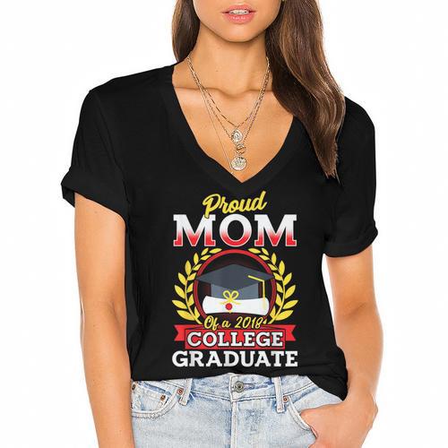 Class Of 2018 Graduation Tshirt For Mom Of Graduate Women's Jersey Short Sleeve Deep V-Neck Tshirt				 - Best Gift Smart