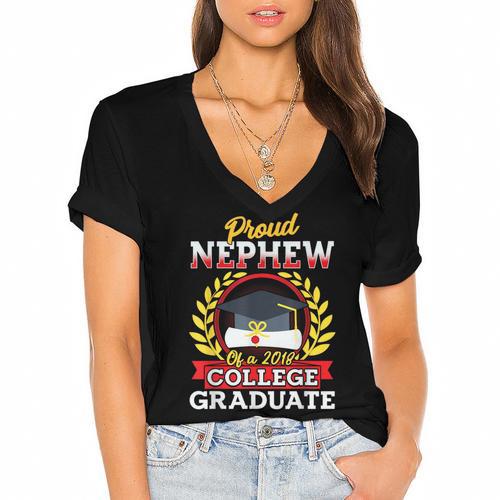 Class Of 2018 Graduation Tshirt For Nephew Of Graduate Women's Jersey Short Sleeve Deep V-Neck Tshirt				 - Best Gift Smart