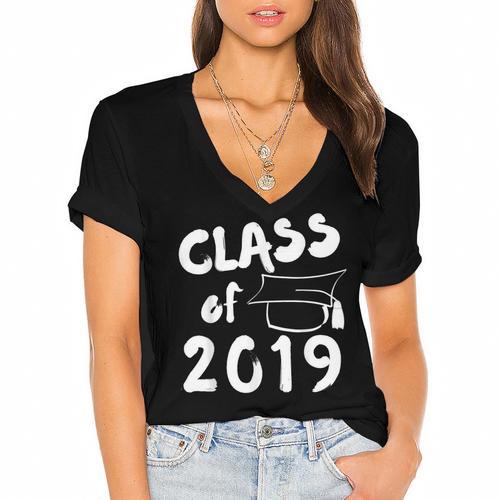 Class Of 2019 Graduation Shirt Women's Jersey Short Sleeve Deep V-Neck Tshirt				 - Best Gift Smart