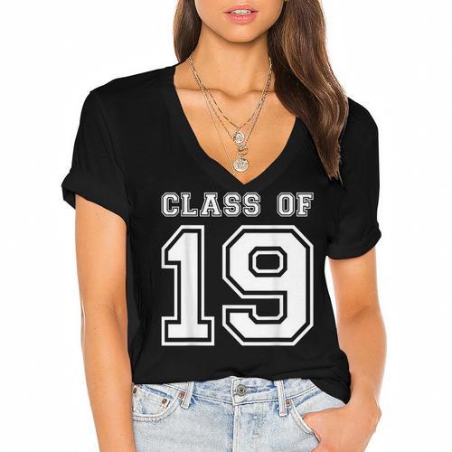 Class Of 2019 Senior Graduation Shirt 2019 Graduate Women's Jersey Short Sleeve Deep V-Neck Tshirt				 - Best Gift Smart