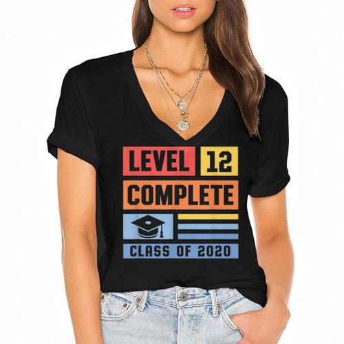Class Of 2019 Senior High School Graduation Level 12th Grade Women's Jersey Short Sleeve Deep V-Neck Tshirt				 - Best Gift Smart
