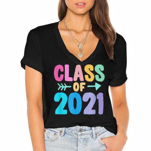 Class Of 2021 Graduation Grow With Me Women's Jersey Short Sleeve Deep V-Neck Tshirt				 - Best Gift Smart