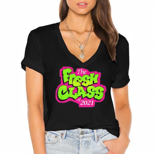 Class Of 2021 Senior Fresh 90's TV Style Grad For Graduation Women's Jersey Short Sleeve Deep V-Neck Tshirt				 - Best Gift Smart