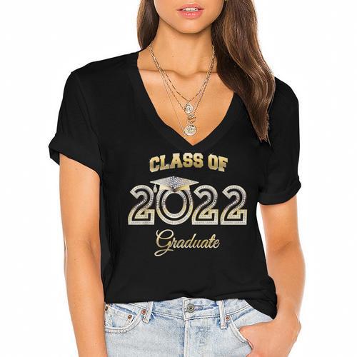 Class Of 2022 Graduation Senior Graduate Matching Grad Women's Jersey Short Sleeve Deep V-Neck Tshirt				 - Best Gift Smart