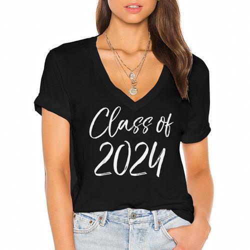 Class Of 2024 Shirt First Day Of Seventh Grade Graduation Women's Jersey Short Sleeve Deep V-Neck Tshirt				 - Best Gift Smart