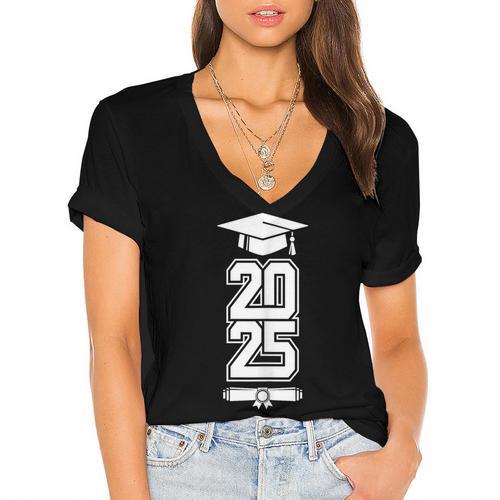 Class Of 2025 Done Graduation For Him Her Women Men Women's Jersey Short Sleeve Deep V-Neck Tshirt - Best Gift Smart