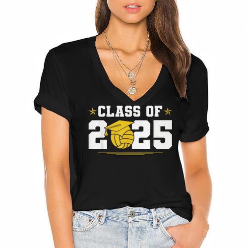 Class Of 2025 Graduation Waterpolo Senior 2025 Women's Jersey Short Sleeve Deep V-Neck Tshirt - Best Gift Smart