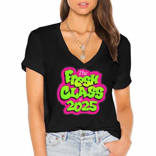 Class Of 2025 Senior Fresh 90s TV Style Retro Graduation Women's Jersey Short Sleeve Deep V-Neck Tshirt				 - Best Gift Smart