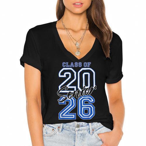Class Of 2026 Senior Graduation High School And College Grad Women's Jersey Short Sleeve Deep V-Neck Tshirt				 - Best Gift Smart