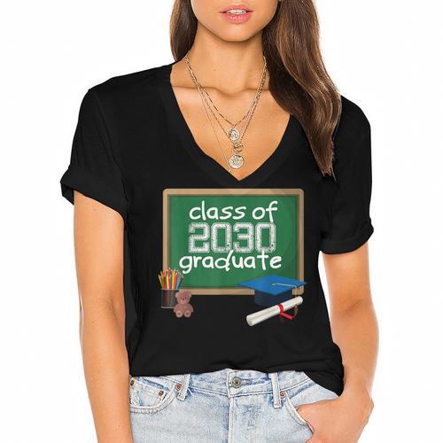 Class Of 2030 TShirt Kindergarten Graduation Tee 2018 Women's Jersey Short Sleeve Deep V-Neck Tshirt				 - Best Gift Smart
