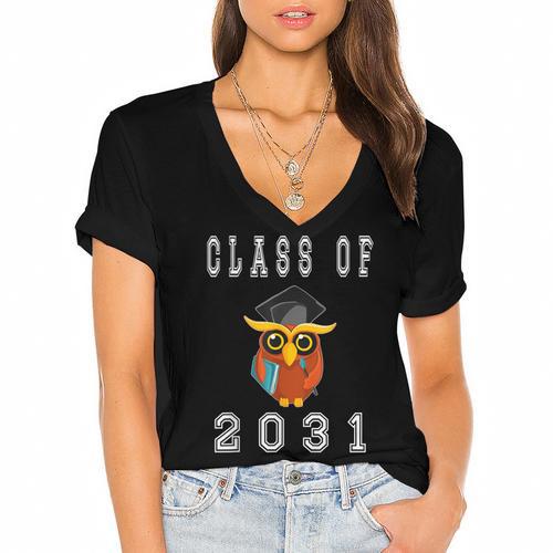 Class Of 2031 Graduation First Day Of School T Shirt Women's Jersey Short Sleeve Deep V-Neck Tshirt				 - Best Gift Smart