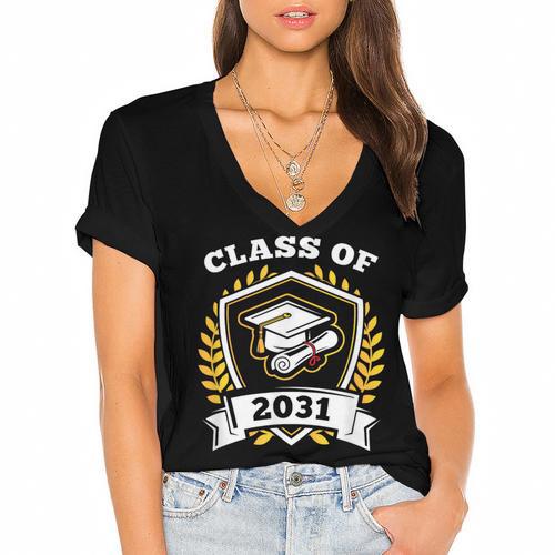 Class Of 2031 Class Of 2031 Graduation T-Shirt Women's Jersey Short Sleeve Deep V-Neck Tshirt				 - Best Gift Smart