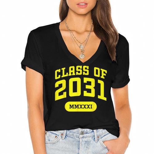 Class Of 2031 Shirts For Kindergarten Photo To Graduation Women's Jersey Short Sleeve Deep V-Neck Tshirt				 - Best Gift Smart
