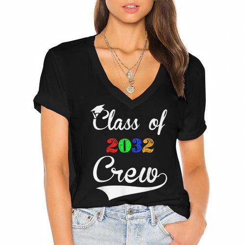 Class Of 2032 Kindergarten Back To School Graduation Women's Jersey Short Sleeve Deep V-Neck Tshirt				 - Best Gift Smart