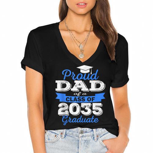Class Of 2035 Graduation Parents Of Kindergarten Kid Dad Mom Women's Jersey Short Sleeve Deep V-Neck Tshirt				 - Best Gift Smart